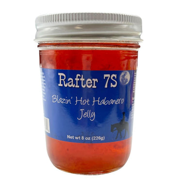 Blazin' Hot Habanero Jelly | 8 oz. | Hot Fruit Jelly | Meat Glaze | All Natural | Jelly Cream Cheese Dip | Made in Paxton, NE | Rafter 7S